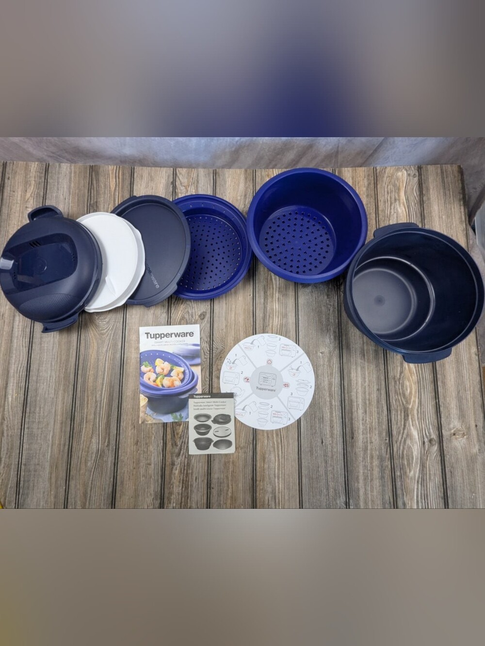 NIB Tupperware Smart Multi-Cooker Microwave Steamer Rice Pasta Maker Blue